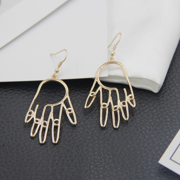 Minimalist Hands Drop Earrings - Picture 2 of 5